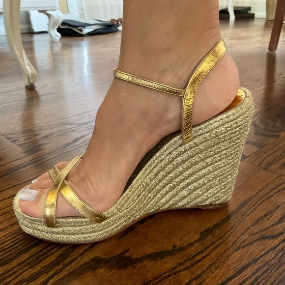 Gold Wedge Sandals - Picture 1 of 8